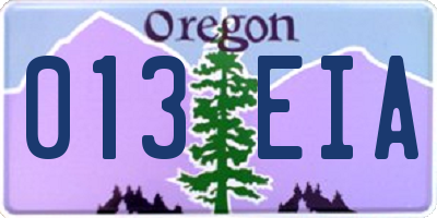 OR license plate 013EIA