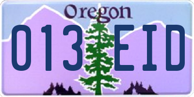 OR license plate 013EID