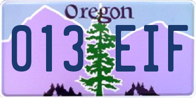 OR license plate 013EIF