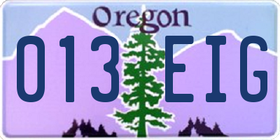 OR license plate 013EIG