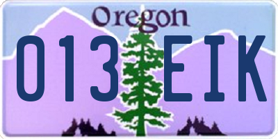 OR license plate 013EIK