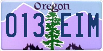 OR license plate 013EIM