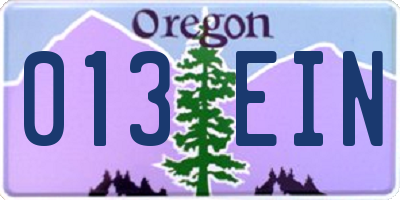 OR license plate 013EIN