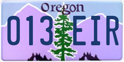 OR license plate 013EIR