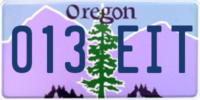 OR license plate 013EIT
