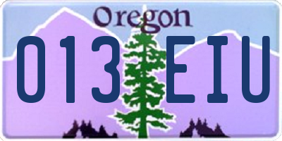 OR license plate 013EIU