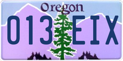 OR license plate 013EIX