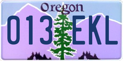 OR license plate 013EKL