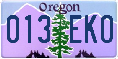 OR license plate 013EKO