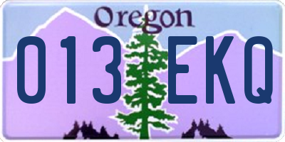 OR license plate 013EKQ