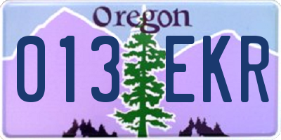 OR license plate 013EKR