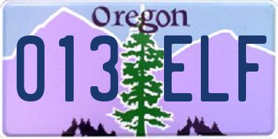 OR license plate 013ELF