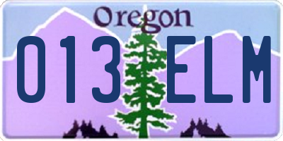 OR license plate 013ELM