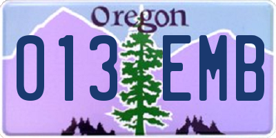 OR license plate 013EMB