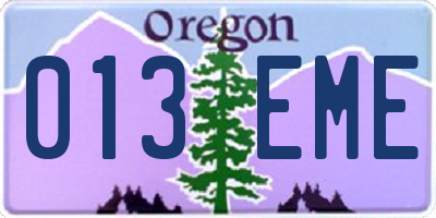 OR license plate 013EME