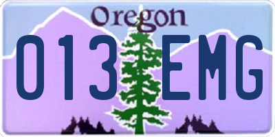 OR license plate 013EMG