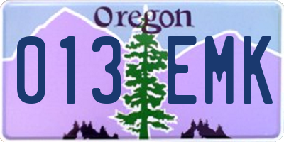OR license plate 013EMK