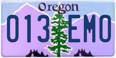 OR license plate 013EMO