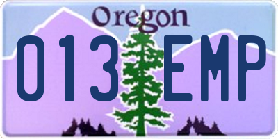 OR license plate 013EMP