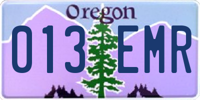 OR license plate 013EMR