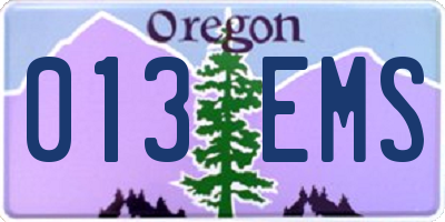 OR license plate 013EMS