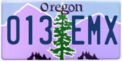 OR license plate 013EMX