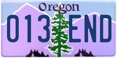 OR license plate 013END