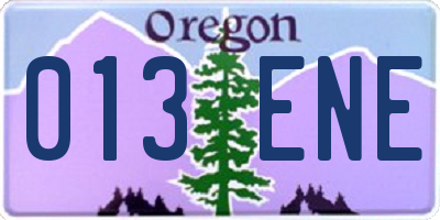 OR license plate 013ENE