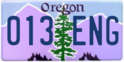 OR license plate 013ENG