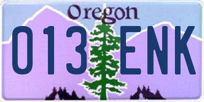OR license plate 013ENK