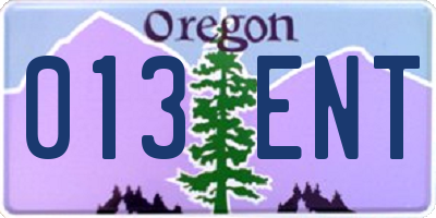 OR license plate 013ENT