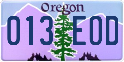 OR license plate 013EOD