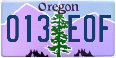 OR license plate 013EOF