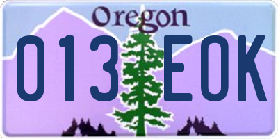 OR license plate 013EOK