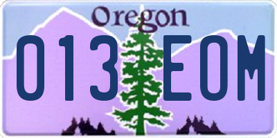 OR license plate 013EOM