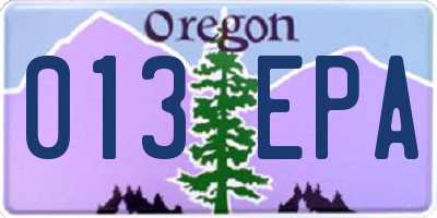 OR license plate 013EPA