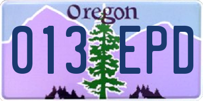 OR license plate 013EPD
