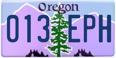 OR license plate 013EPH