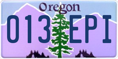 OR license plate 013EPI
