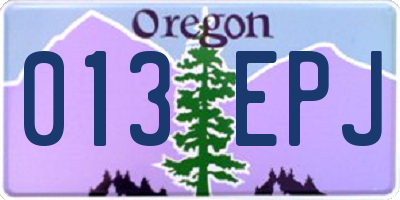 OR license plate 013EPJ