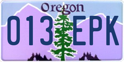 OR license plate 013EPK