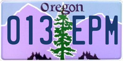 OR license plate 013EPM