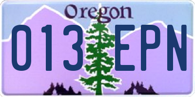 OR license plate 013EPN
