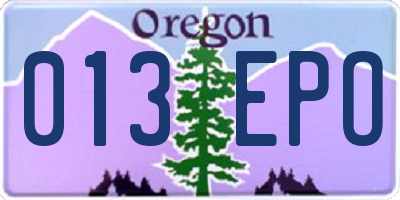 OR license plate 013EPO