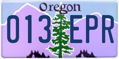 OR license plate 013EPR