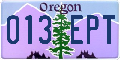 OR license plate 013EPT