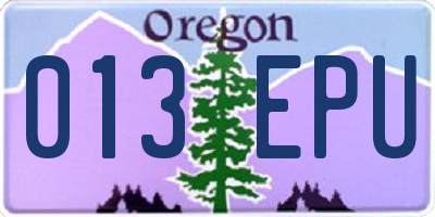 OR license plate 013EPU