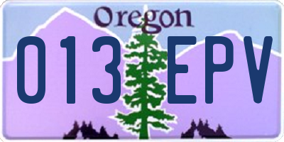 OR license plate 013EPV