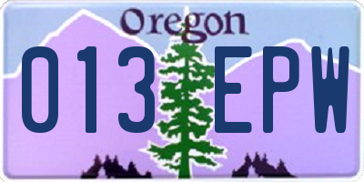OR license plate 013EPW
