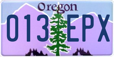 OR license plate 013EPX